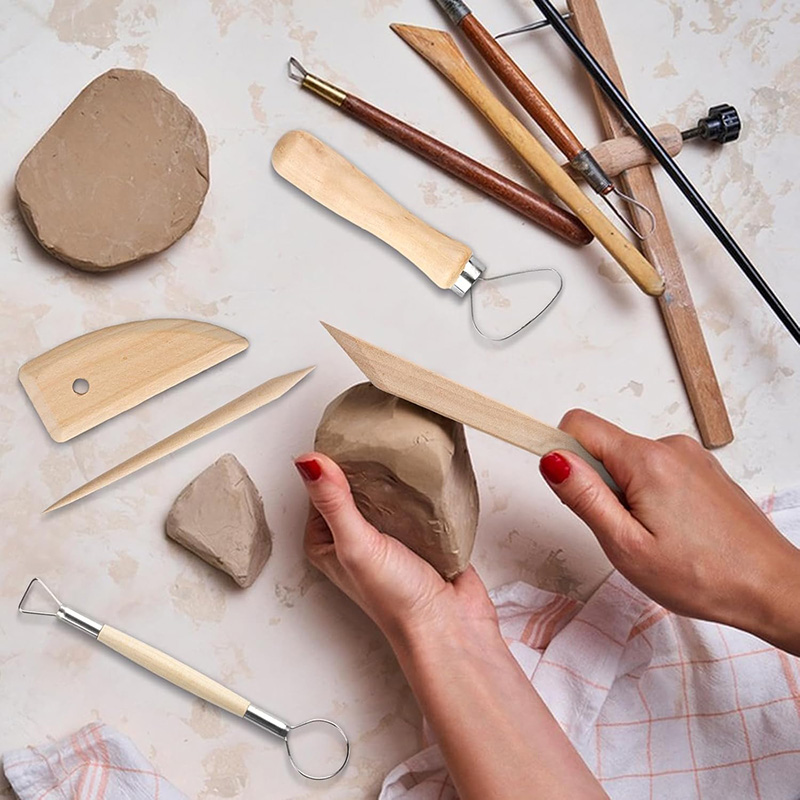 13 Pcs Pottery Clay Sculpting  - Model Kit Wood ulasan dan harga