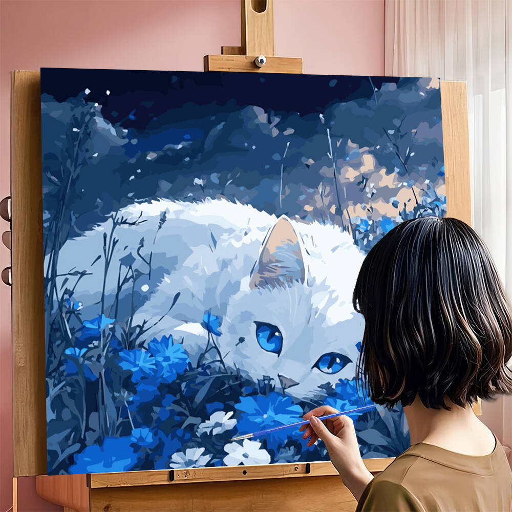 DIY Painting By Numbers Cat An - Model Kit Acrylic Paint ulasan dan harga