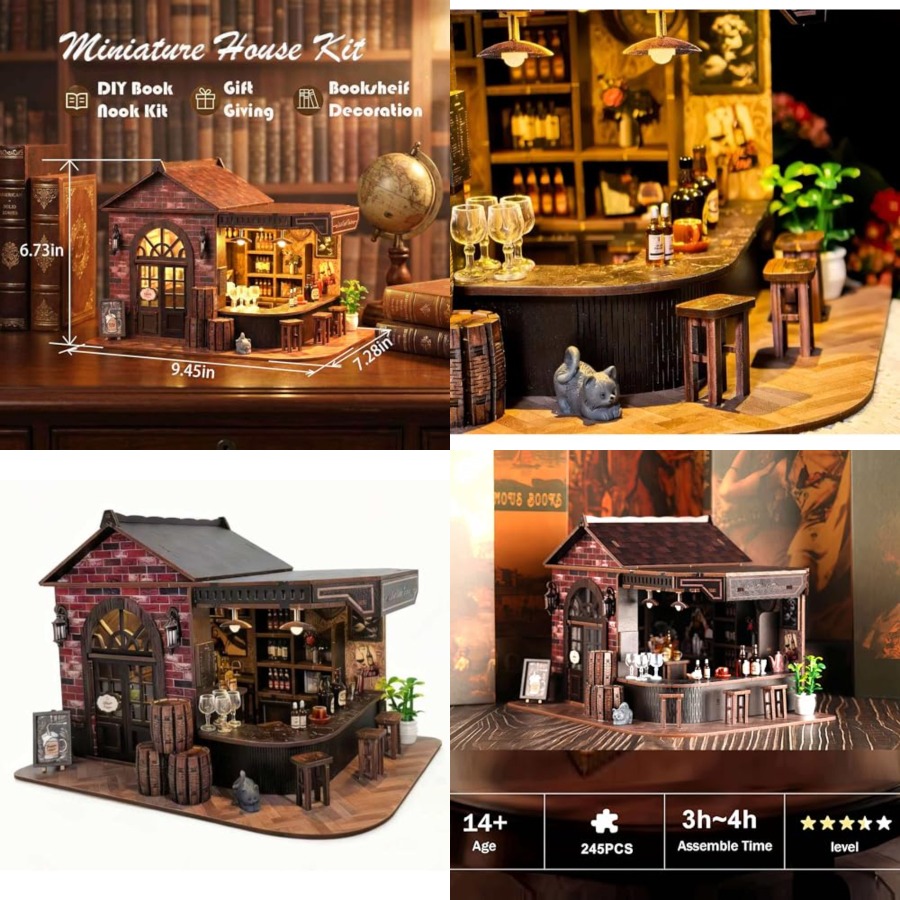 Book Nook Kit, 3D Wooden Minia - Model Kit Wood ulasan dan harga