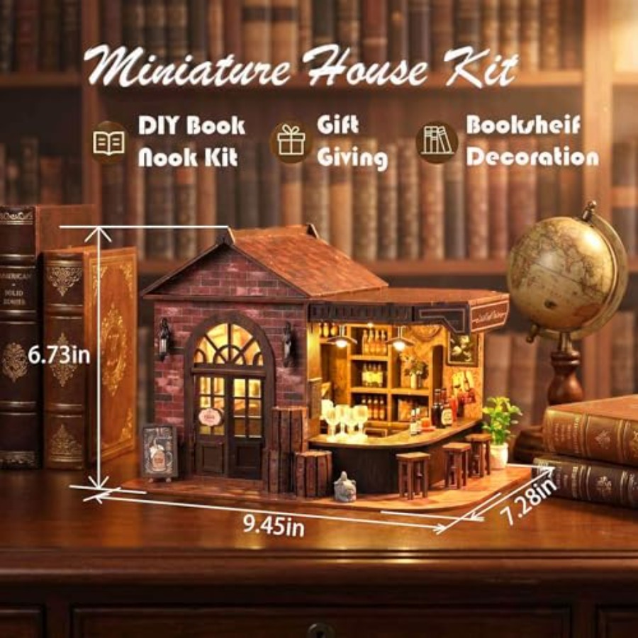 Book Nook Kit, 3D Wooden Minia - Model Kit Wood ulasan dan harga