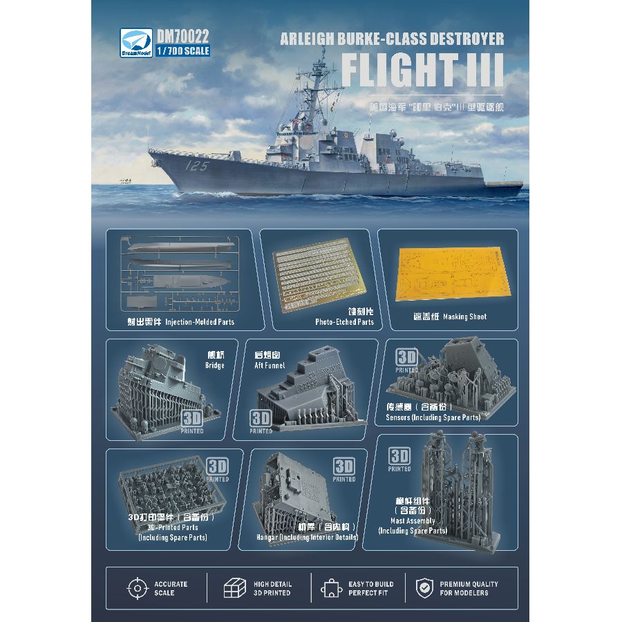 DM70022 DREAM 1/700 USA Navy A - Model Kit Yacht ulasan dan harga